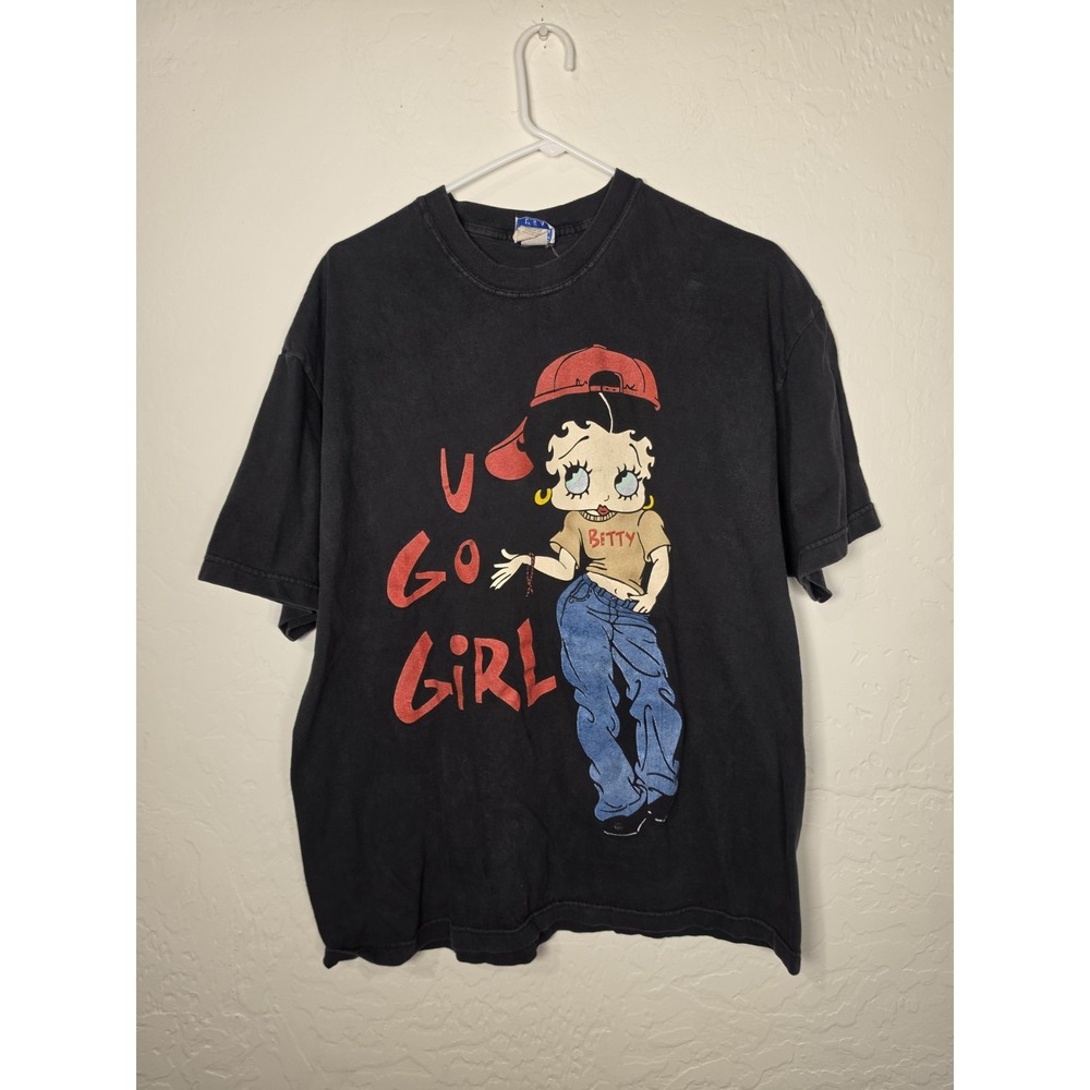 Vintage 1998 Betty Boop U Go Girl Tshirt Size XL Orange Y2K Cartoon Made In USA